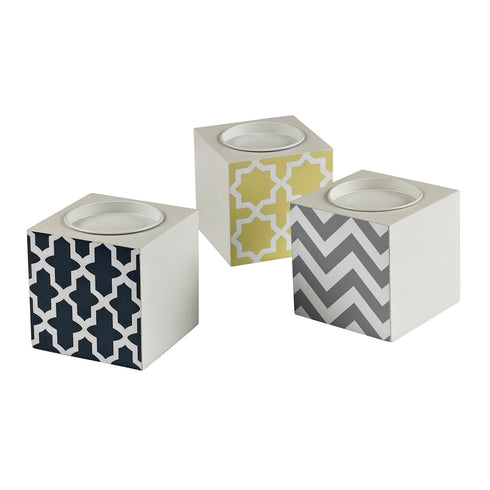 Elk Brooklyn Lodge Chevron Print Candle Holders (3 Piece Set) Model: 129-1099/S3
