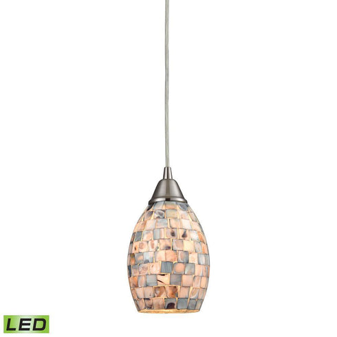 Elk Capri 1 Light Mini Pendant In Satin Nickel Model: 10444/1-LED