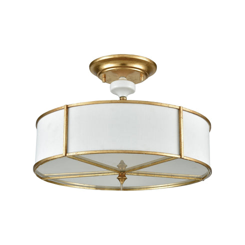 Elk Ceramique 3 Light Semi Flush In Antique Gold Model: 33052/3