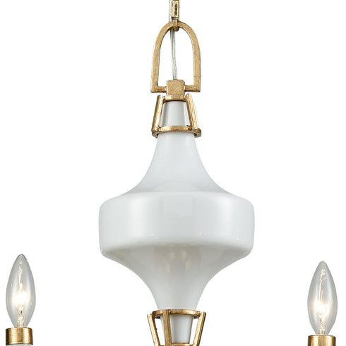 Elk Ceramique 6 Light Chandelier In Antique Gold Model: 33053/6