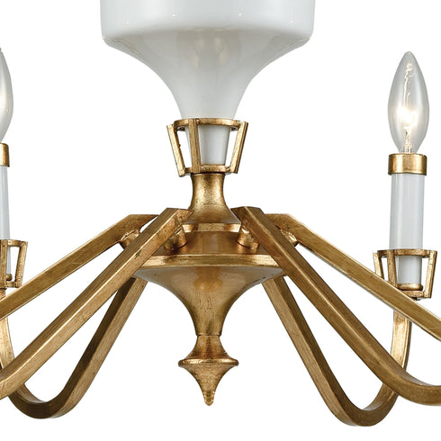 Elk Ceramique 6 Light Chandelier In Antique Gold Model: 33053/6