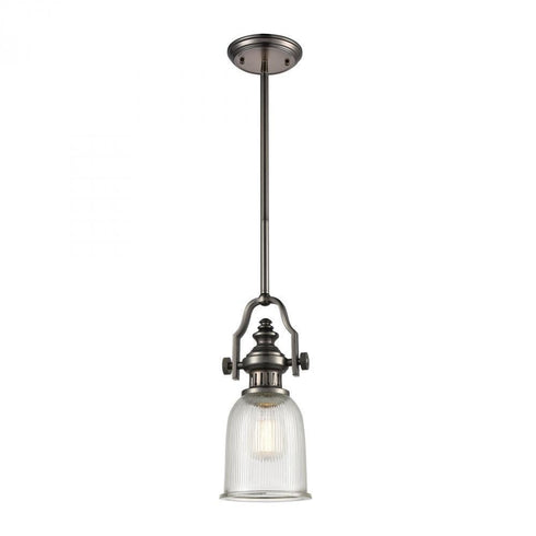 Elk Chadwick 1 Light Mini Pendant In Black Nickel Model: 67202-1