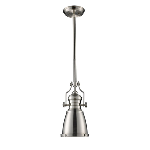 Elk Chadwick 1 Light Mini Pendant In Satin Nickel Model: 66119-1