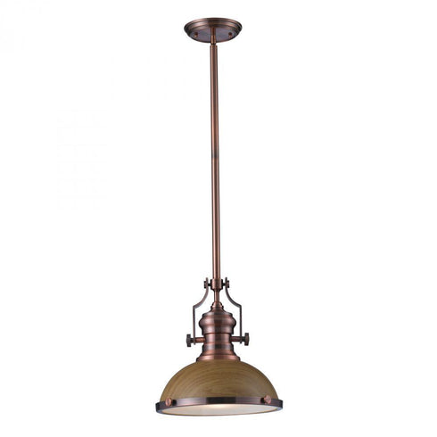 Elk chadwick 1 Light Pendant In Medium Oak And Antique Model: 66544-1