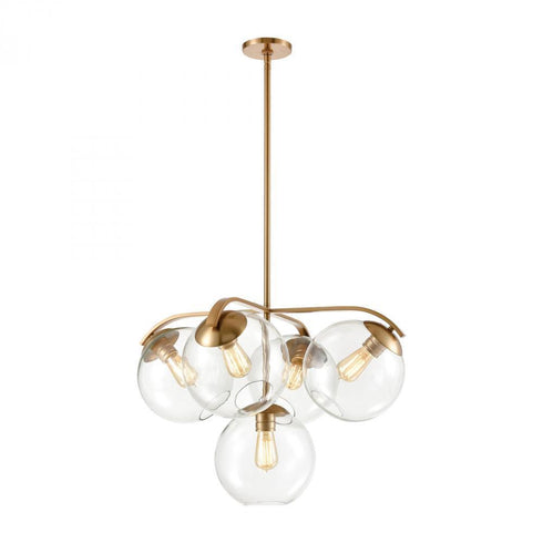 Elk Collective 5 Light Chandelier In Satin Brass Model: 32353/5