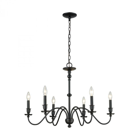 Elk Collins 6 Light Chandelier In Matte Black Model: 81274/6