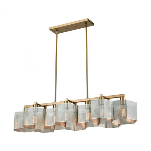Elk Compartir 10 Light Linear Chandelier In Satin Model: 21114/10