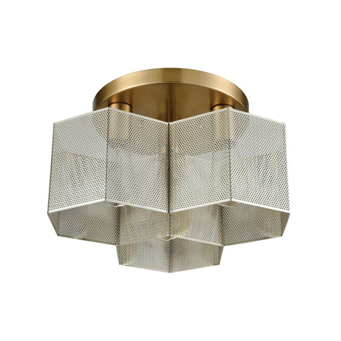 Elk Compartir 3 Light Semi Flush In Satin Brass Model: 21111/3