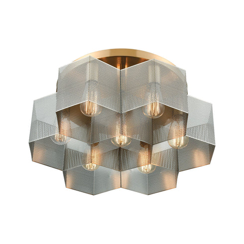 Elk Compartir 7 Light Semi Flush Mount In Satin Model: 21109/7