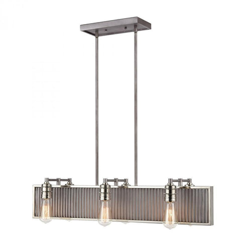 Elk Corrugated Steel 6 Light Linear Chandelier In Model: 15928/6