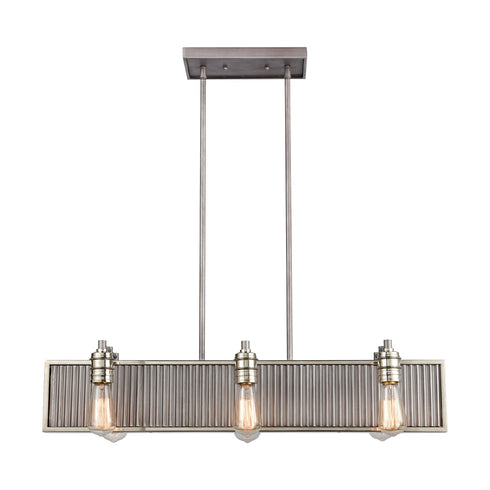Elk Corrugated Steel 6 Light Linear Chandelier In Model: 15928/6