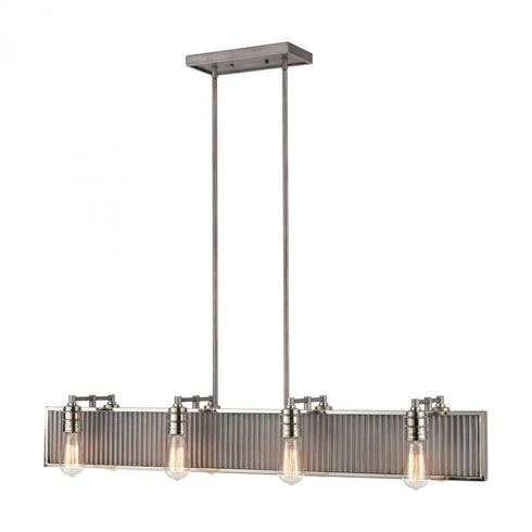 Elk Corrugated Steel 8 Light Linear Chandelier In Model: 15929/8