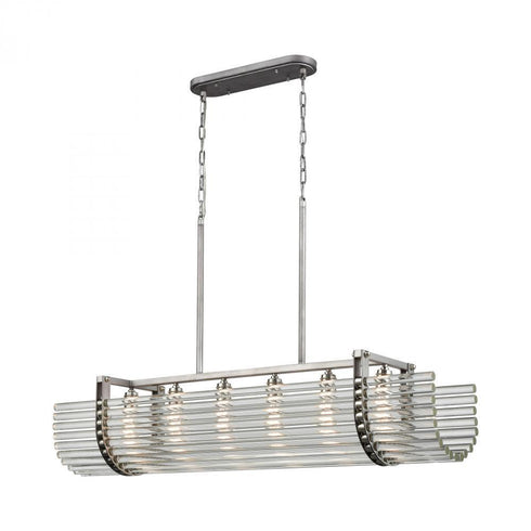 Elk Crystal Rods 6 Light Linear Chandelier In Model: 69235/6