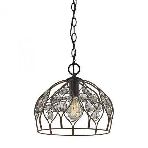 Elk Crystal Web 1 Light Mini Pendant In Bronze Model: 81106/1-LA
