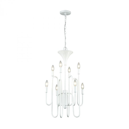 Elk Decatur 8 Light Chandelier In Matte White Model: 81296/8