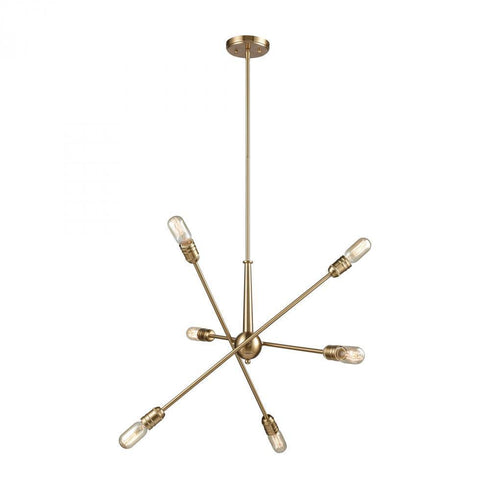 Elk Delphine 6 Light Chandelier In Satin Brass Model: 46240/6
