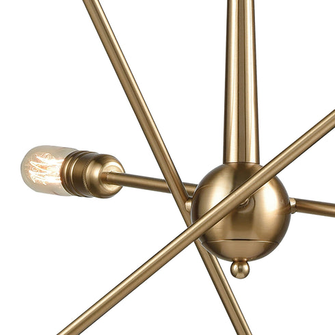 Elk Delphine 6 Light Chandelier In Satin Brass Model: 46240/6