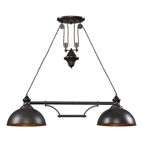 Elk Farmhouse 2 Light Island Light In Oiled Model: 65150-2