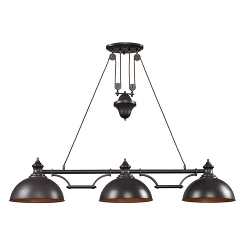 Elk Farmhouse 3 Light Island Light In Oiled Model: 65151-3