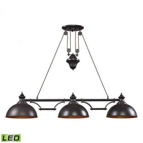 Elk Farmhouse 3 Light Island Light In Oiled Model: 65151-3-LED