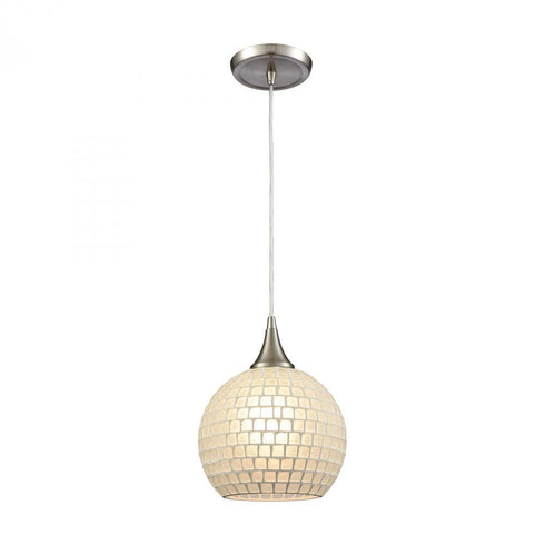 Elk Fusion 1 Light Mini Pendant In Satin Nickel Model: 529-1WHT