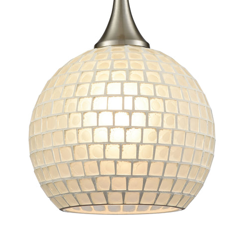 Elk Fusion 1 Light Mini Pendant In Satin Nickel Model: 529-1WHT