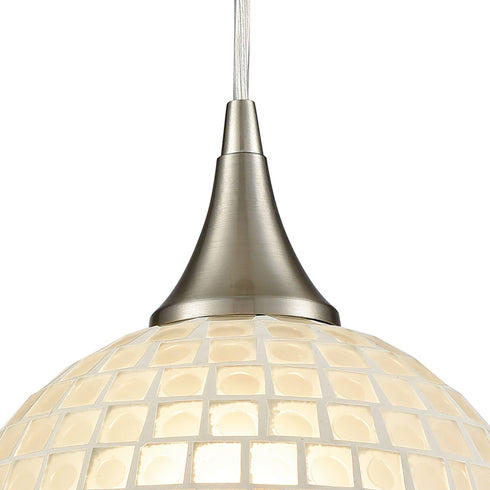 Elk Fusion 1 Light Mini Pendant In Satin Nickel Model: 529-1WHT