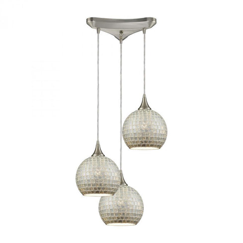 Elk Fusion 3 Light Triangular Pendant Fixture In Model: 529-3SLV