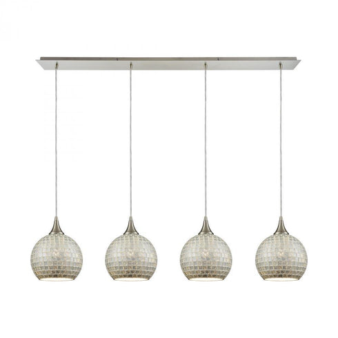 Elk Fusion 4 Light Linear Pendant Fixture In Model: 529-4LP-SLV