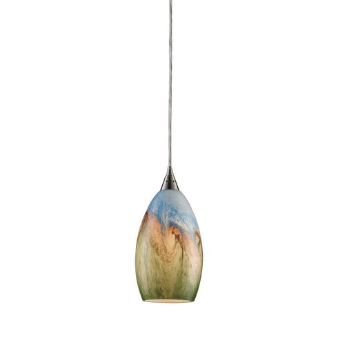 Elk Geologic 1 Light Mini Pendant In Satin Nickel Model: 10077/1-LED