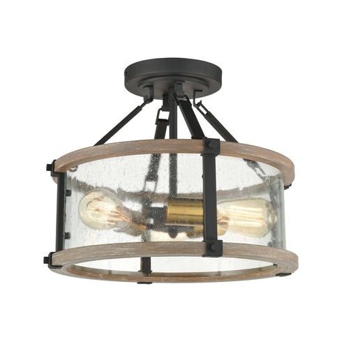 Elk Geringer 3 Light Semi Flush In Charcoal And Model: 47286/3