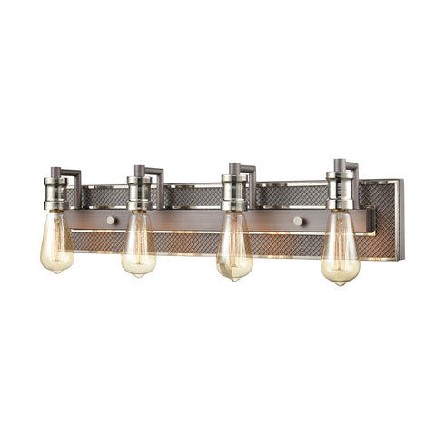 Elk Gridiron 4 Light Vanity Light In Weathered Model: 15494/4