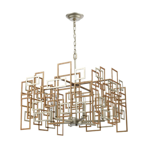 Elk Gridlock 6 Light Chandelier In Matte Gold And Model: 12305/6