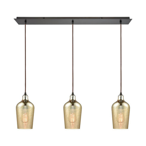 Elk Hammered Glass 3 Light Linear Mini Pendant Model: 10840/3LP