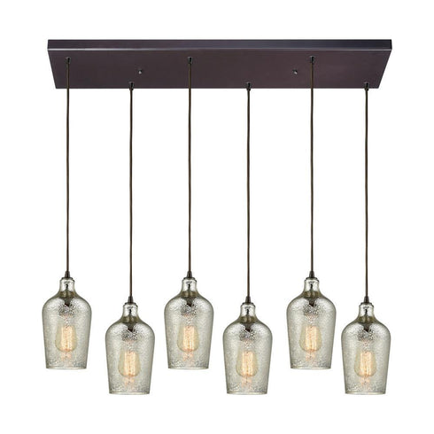 Elk Hammered Glass 6 Light Rectangular Pendant Model: 10830/6RC