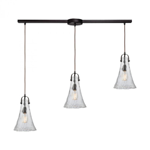 Elk Hand Formed Glass 3 Light Linear Mini Pendant Model: 10555/3L