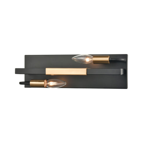 Elk Heathrow 2 Light Vanity Light In Matte Black Model: 15452/2