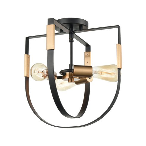 Elk Heathrow 3 Light Semi Flush In Matte Black Model: 15454/3
