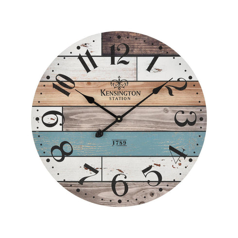 Elk Herrera Wall Clock In Natural Wood And Blue Model: 351-10784