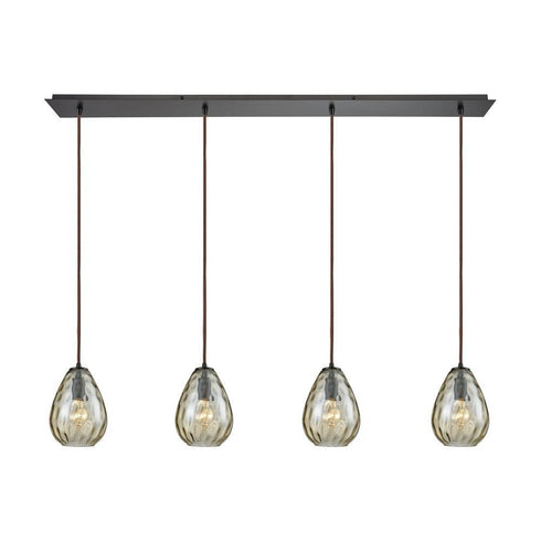 Elk Lagoon 4 Light Linear Pendant Fixture In Oil Model: 10780/4LP