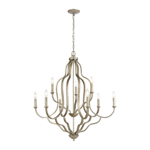 Elk Lanesboro 9 Light Chandelier In Dusted Silver Model: 75107/9