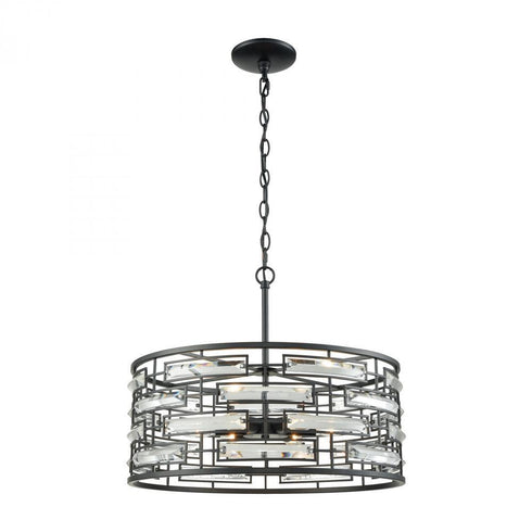 Elk Lineo 6 Light Chandelier In Matte Black With Model: 46194/6