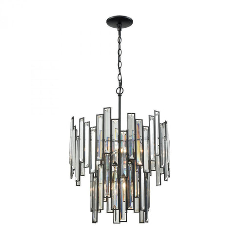 Elk Lineo 6 Light Chandelier In Matte Black With Model: 46195/6