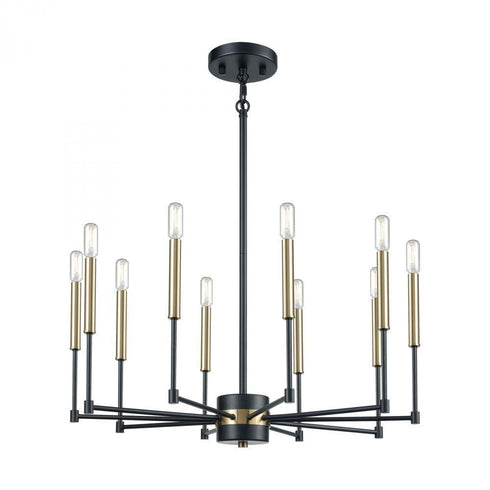 Elk livington Livingston 10 Light Chandelier In Matte Black Model: 15277/10
