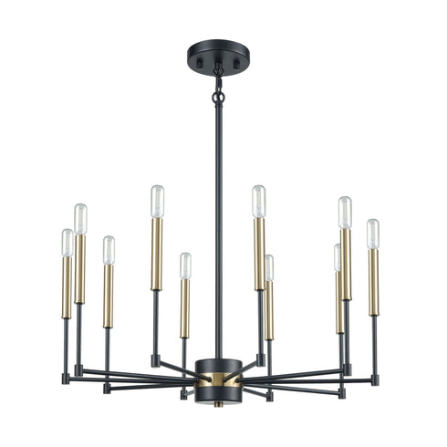 Elk livington Livingston 10 Light Chandelier In Matte Black Model: 15277/10