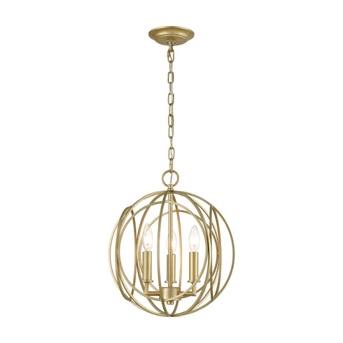 Elk Loughton 3 Light Chandelier In Golden Silver Model: 33415/3
