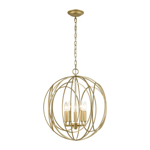 Elk Loughton 5 Light Chandelier In Golden Silver Model: 33416/5
