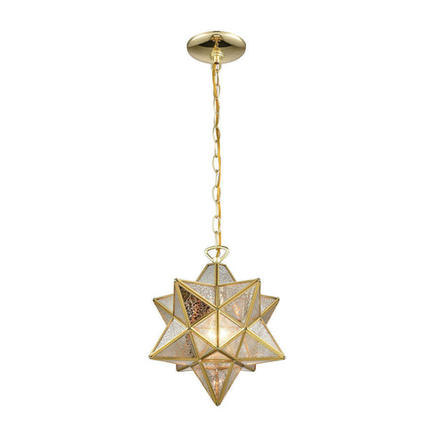 Elk Moravian Star 1 Light Mini Pendant In Brass Model: 1145-023