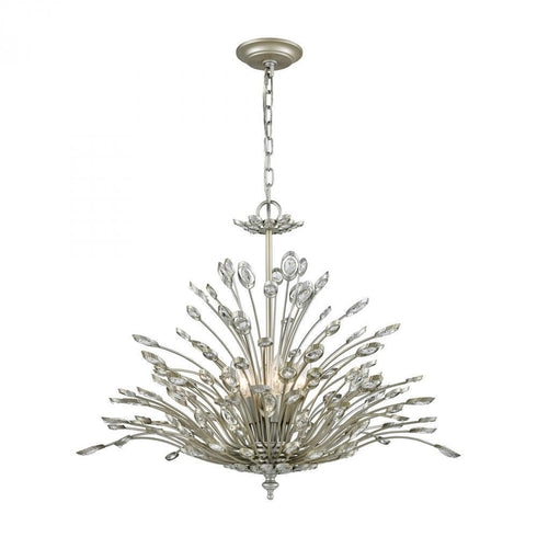Elk Mullica 6 Light Chandelier In Aged Silver Model: 33184/6