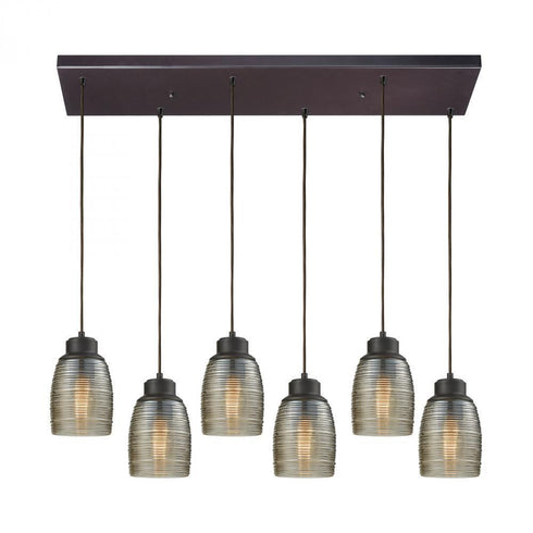 Elk Muncie 6 Light Rectangular Pendant Fixture In Model: 46216/6RC